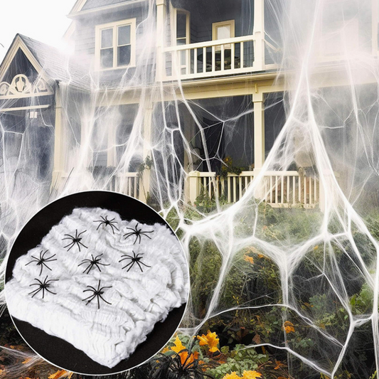 Stretchable Halloween Spider Web Decoration with 100 Plastic Spiders